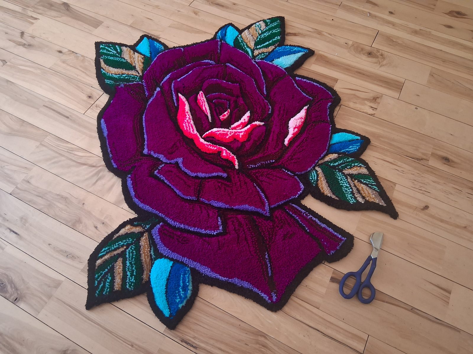 A finished custom hand-tufted wool rug by Knot Unique Rugs