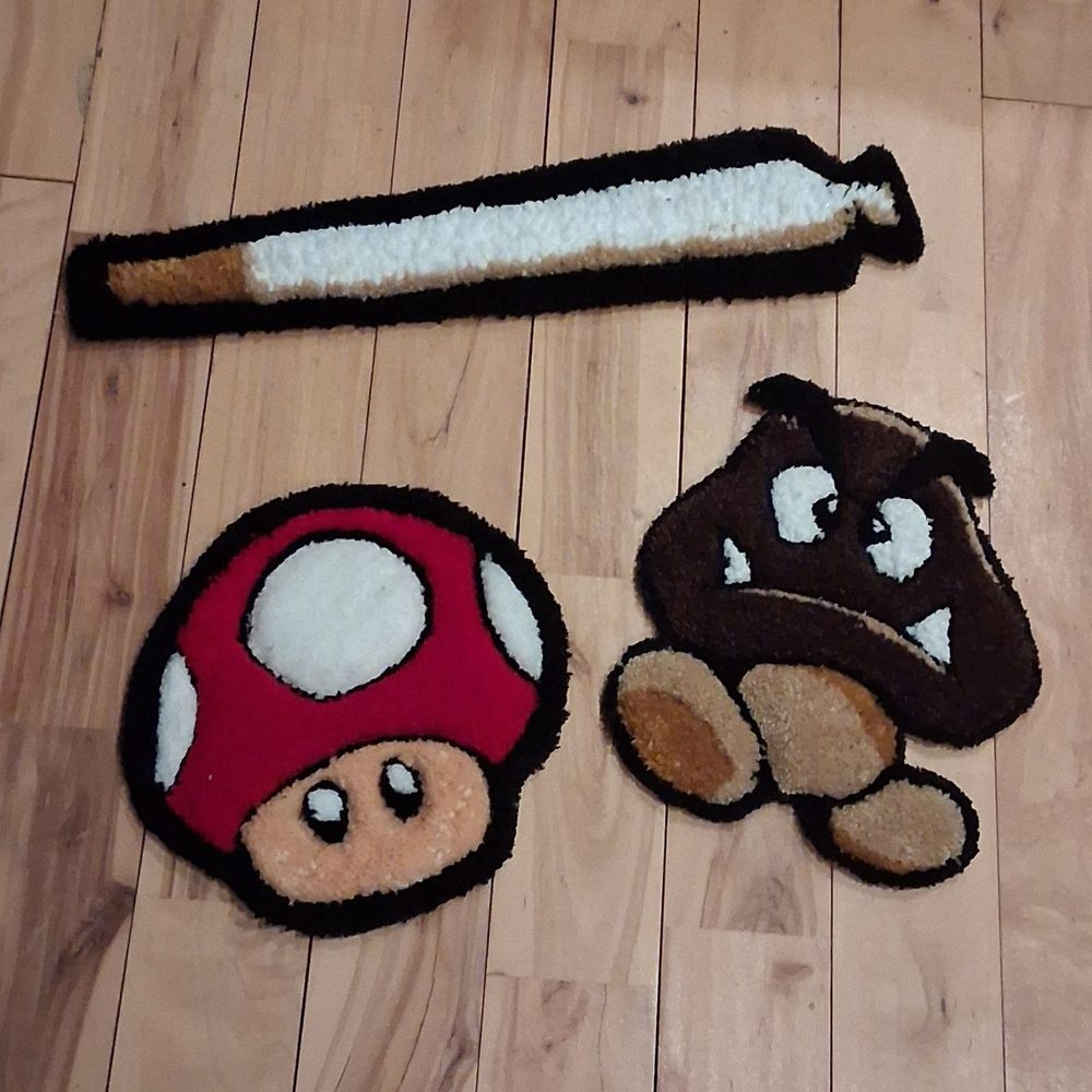 Mushroom & Goomba — hand-tufted wool rug by Knot Unique Rugs