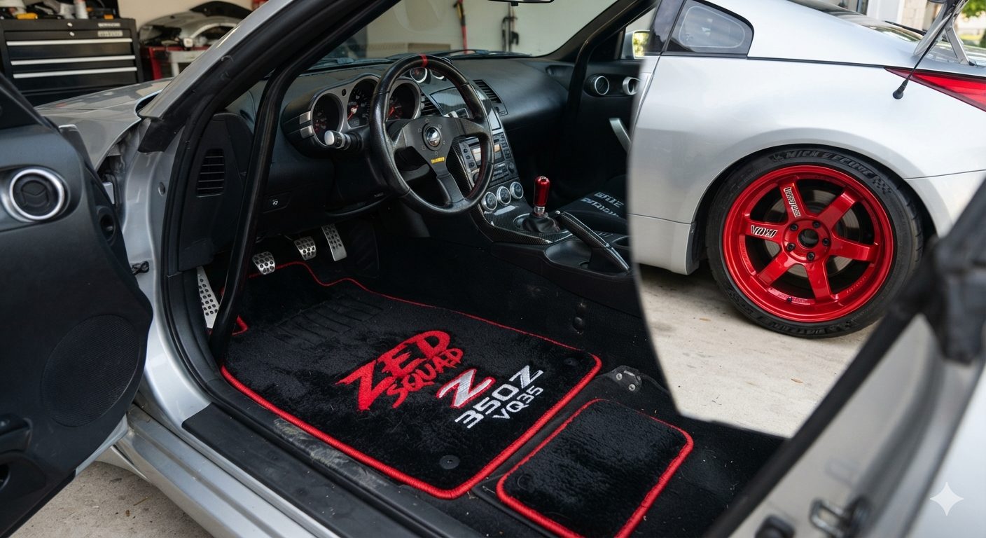 350Z Custom Boot Mat — hand-tufted wool rug by Knot Unique Rugs